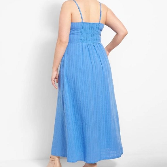 Lane Bryant Blue Ribbed Pleated Maxi Sundress - Picture 2 of 3